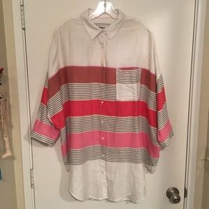 3/4 Sleeve Button Up Tunic Shirt